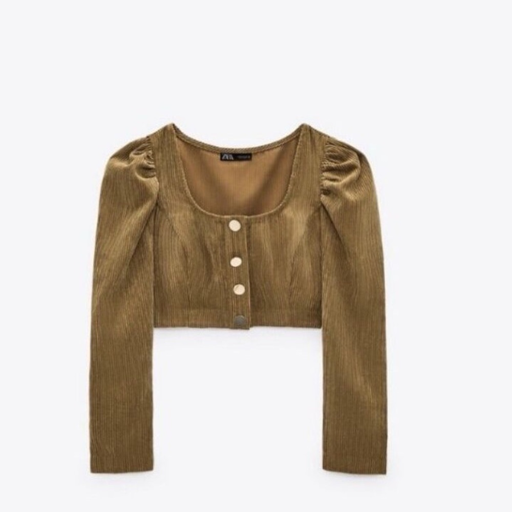 Zara Brown corduroy crop top #croptop